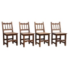 Used Set of Four Mid-Century Modern Rationalist Wood Chairs, Rustic Charm, circa 1940