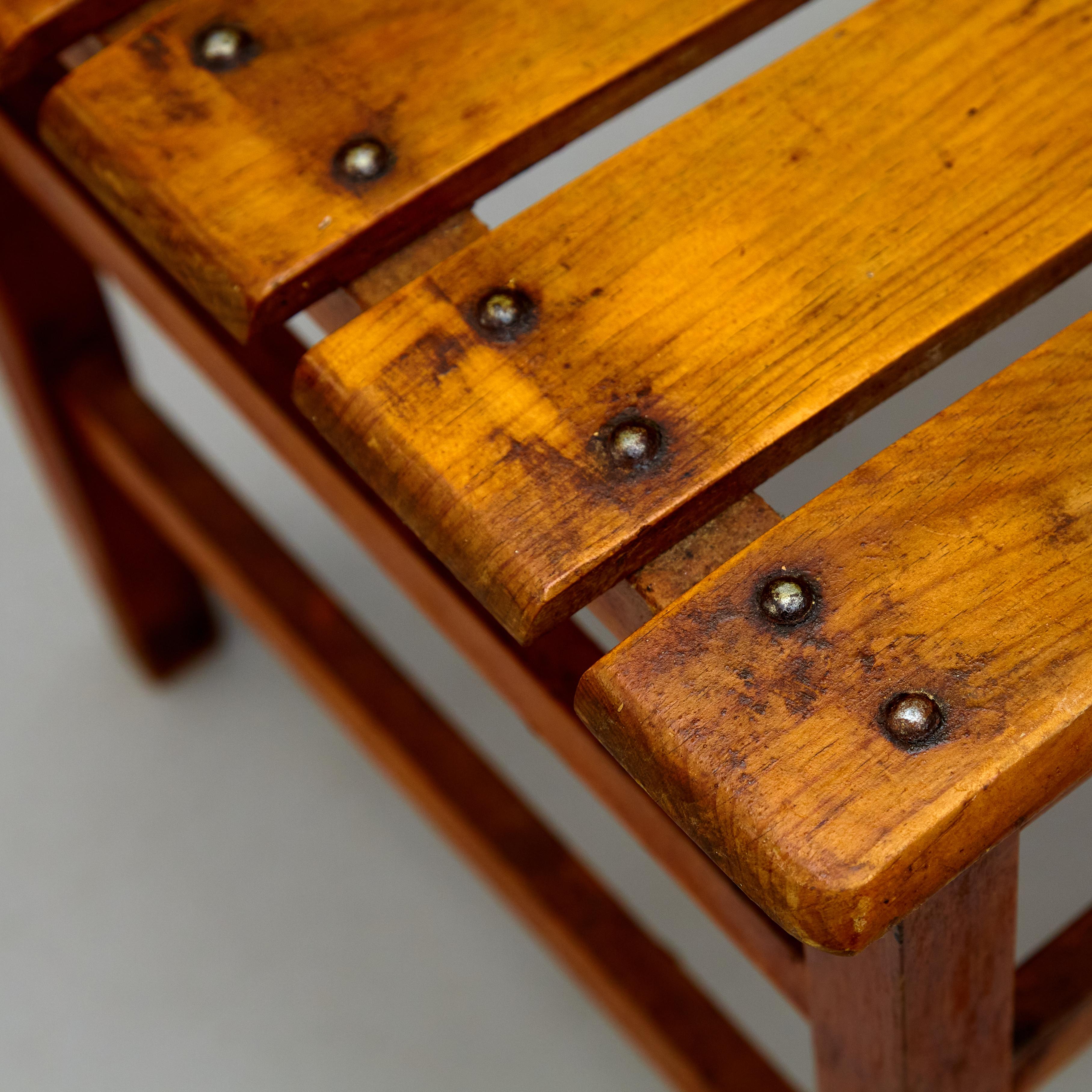 Set of Four Mid-Century Modern Rationalist Wood Chairs, Rustic Charm, circa 1960 6