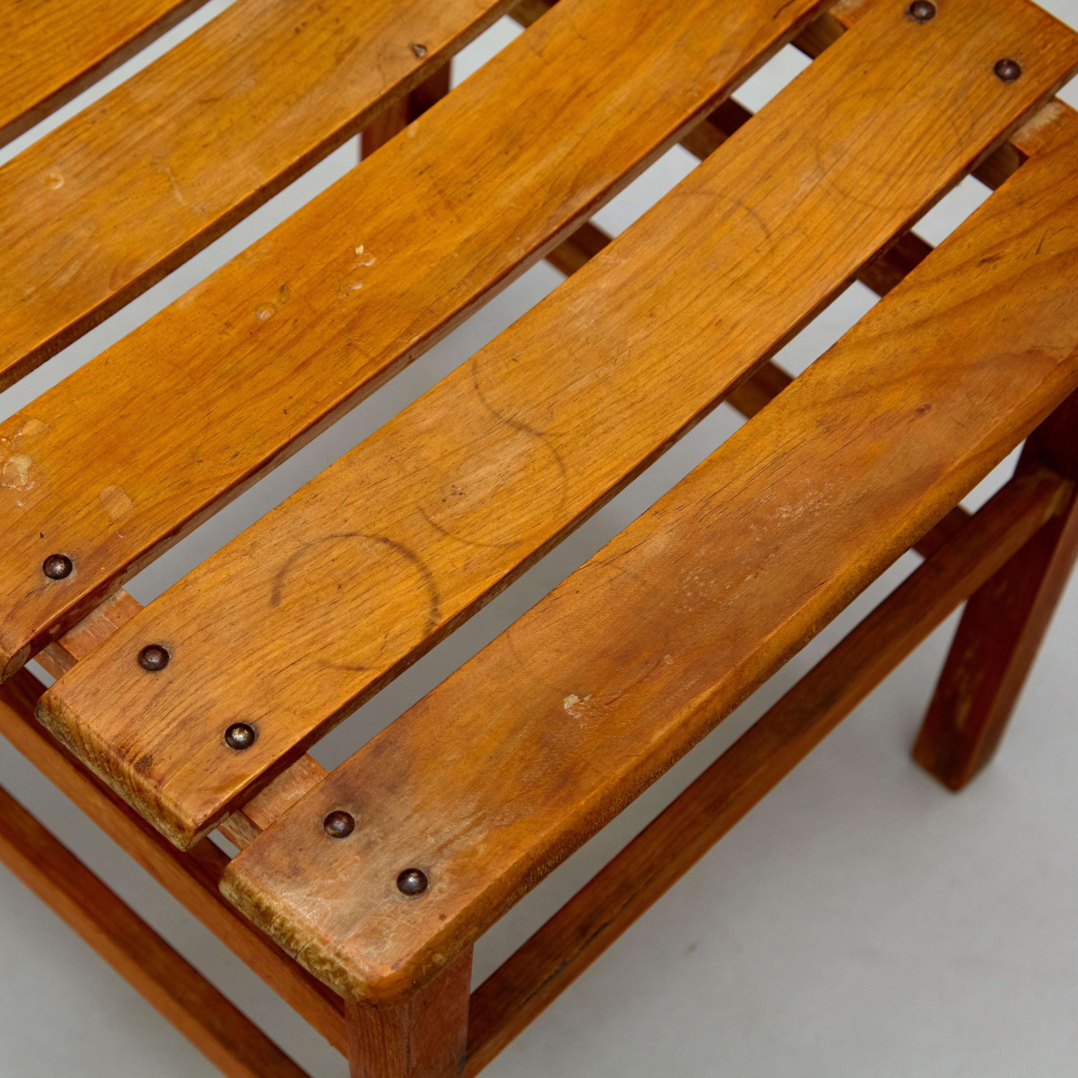 Set of Four Mid-Century Modern Rationalist Wood Chairs, Rustic Charm, circa 1960 For Sale 11