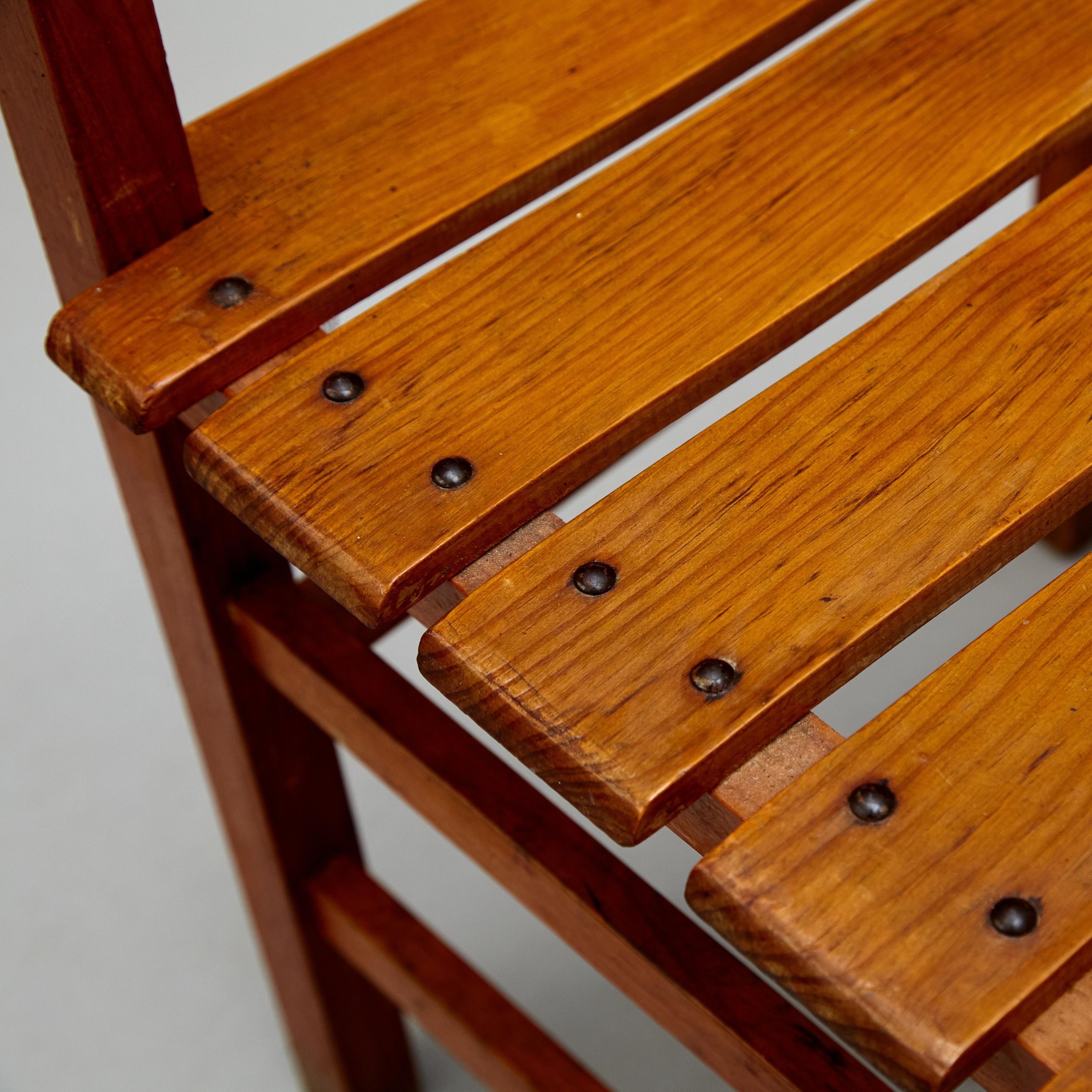 Set of Four Mid-Century Modern Rationalist Wood Chairs, Rustic Charm, circa 1960 1