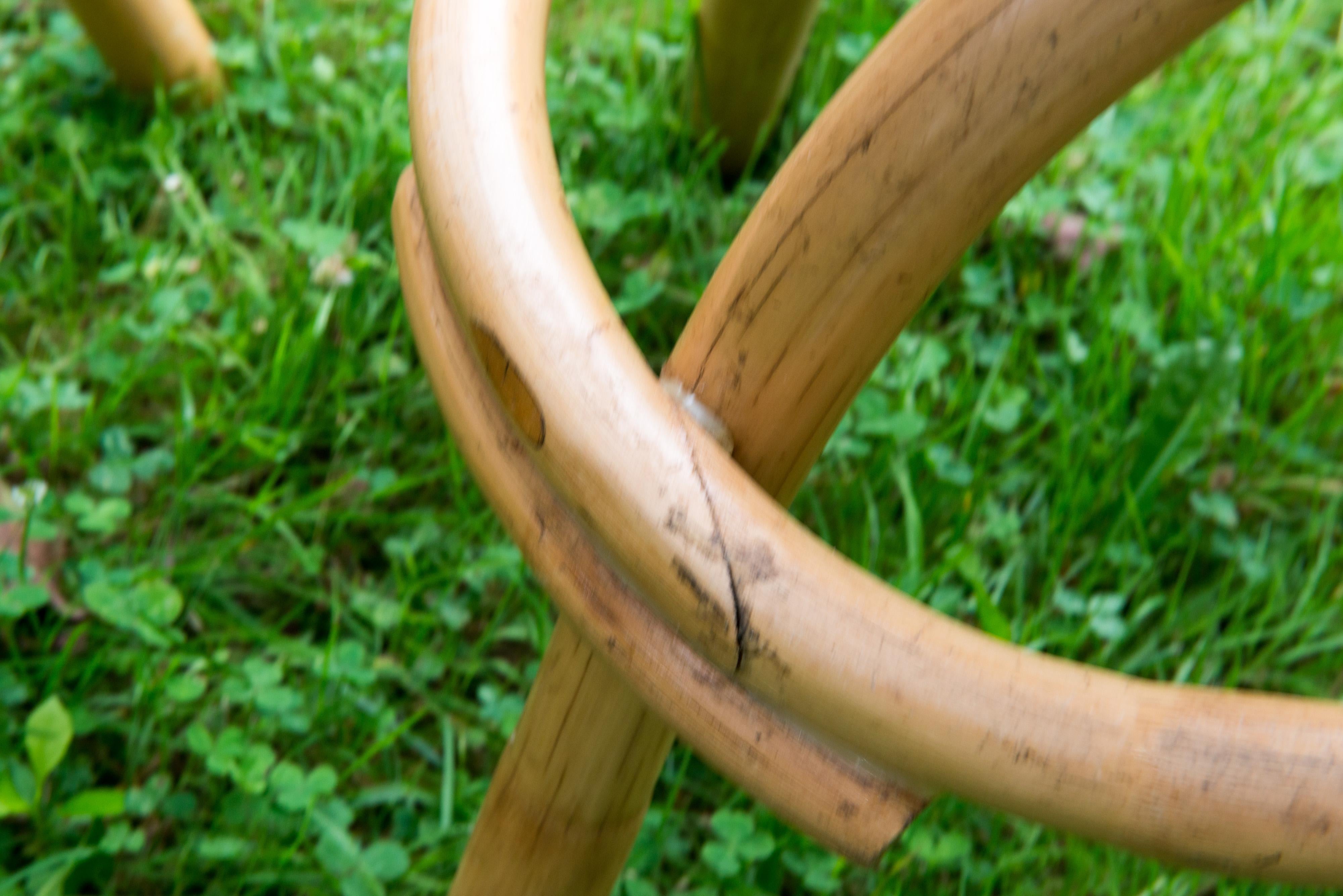 Bamboo Set of Four Mid-Century Modern Rattan Swivel Stools