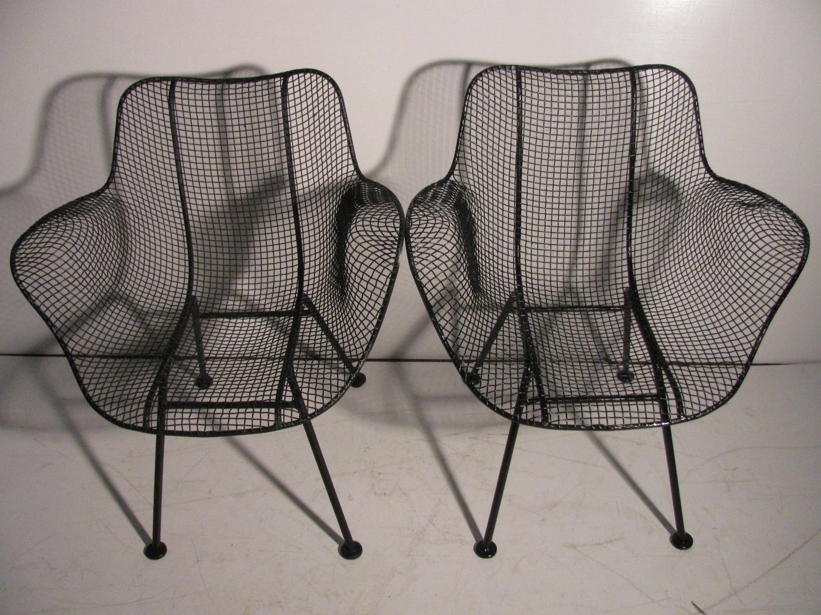 Set of Four Mid-Century Modern Sculptura Iron Chairs by Russell Woodard In Good Condition In Port Jervis, NY