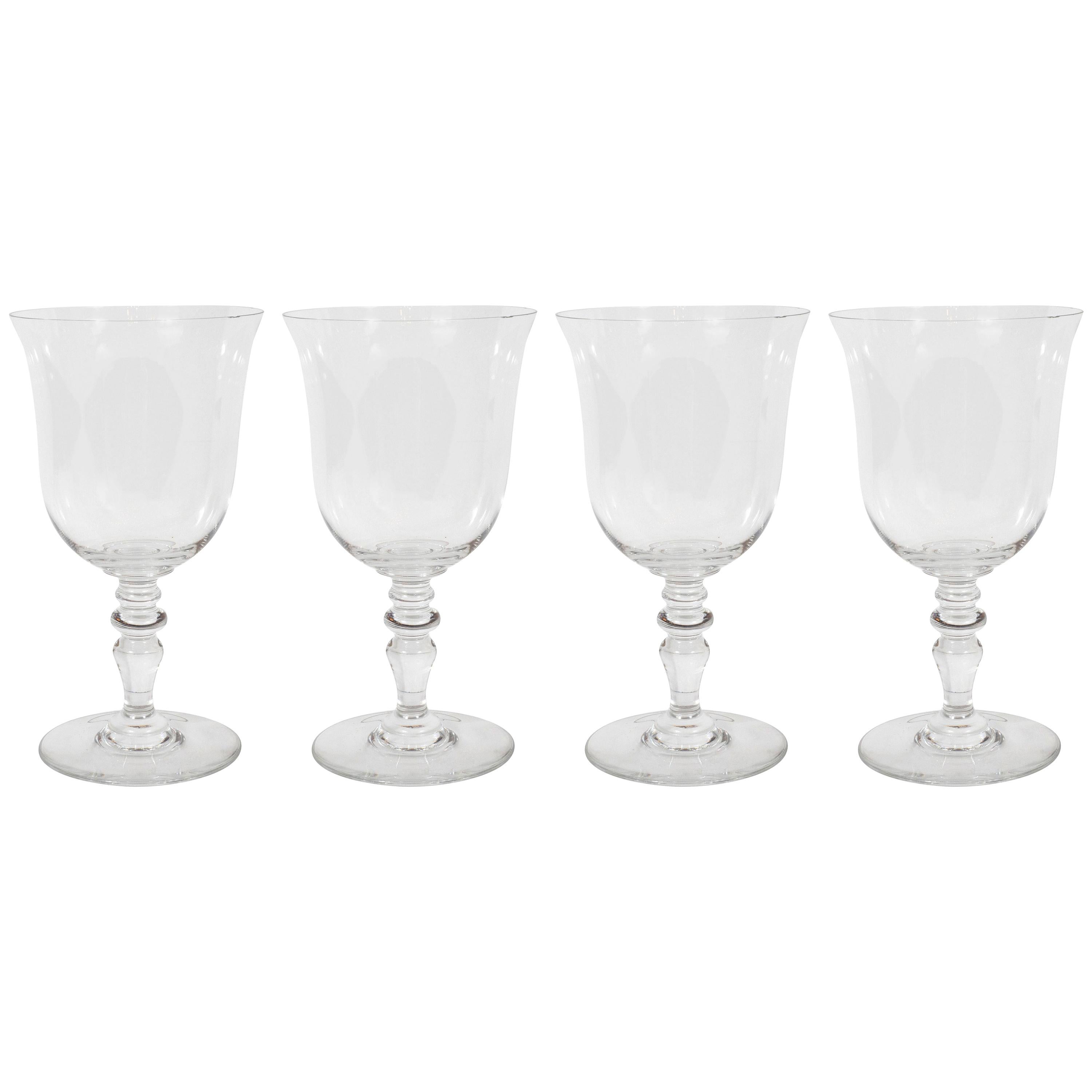 Set of Four Mid-Century Modern Signed Baccarat Crystal Glasses