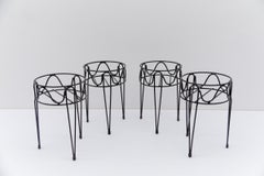 Set of Four Mid-Century Modern String Metal Flower Stands, 1950s Sweden