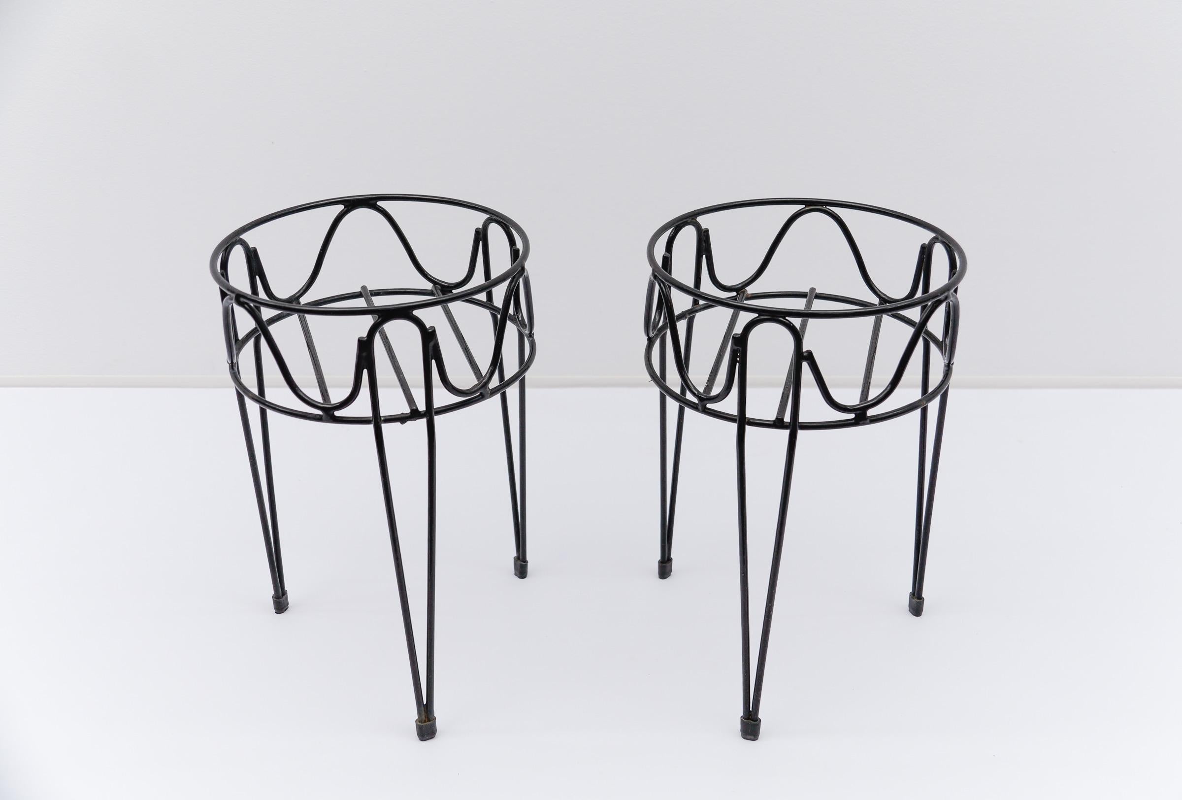 Ensemble de quatre porte-fleurs en métal en forme de corde, 1950 Suède en vente 2