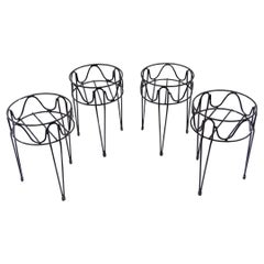 Ensemble de quatre porte-fleurs en métal en forme de corde, 1950 Suède