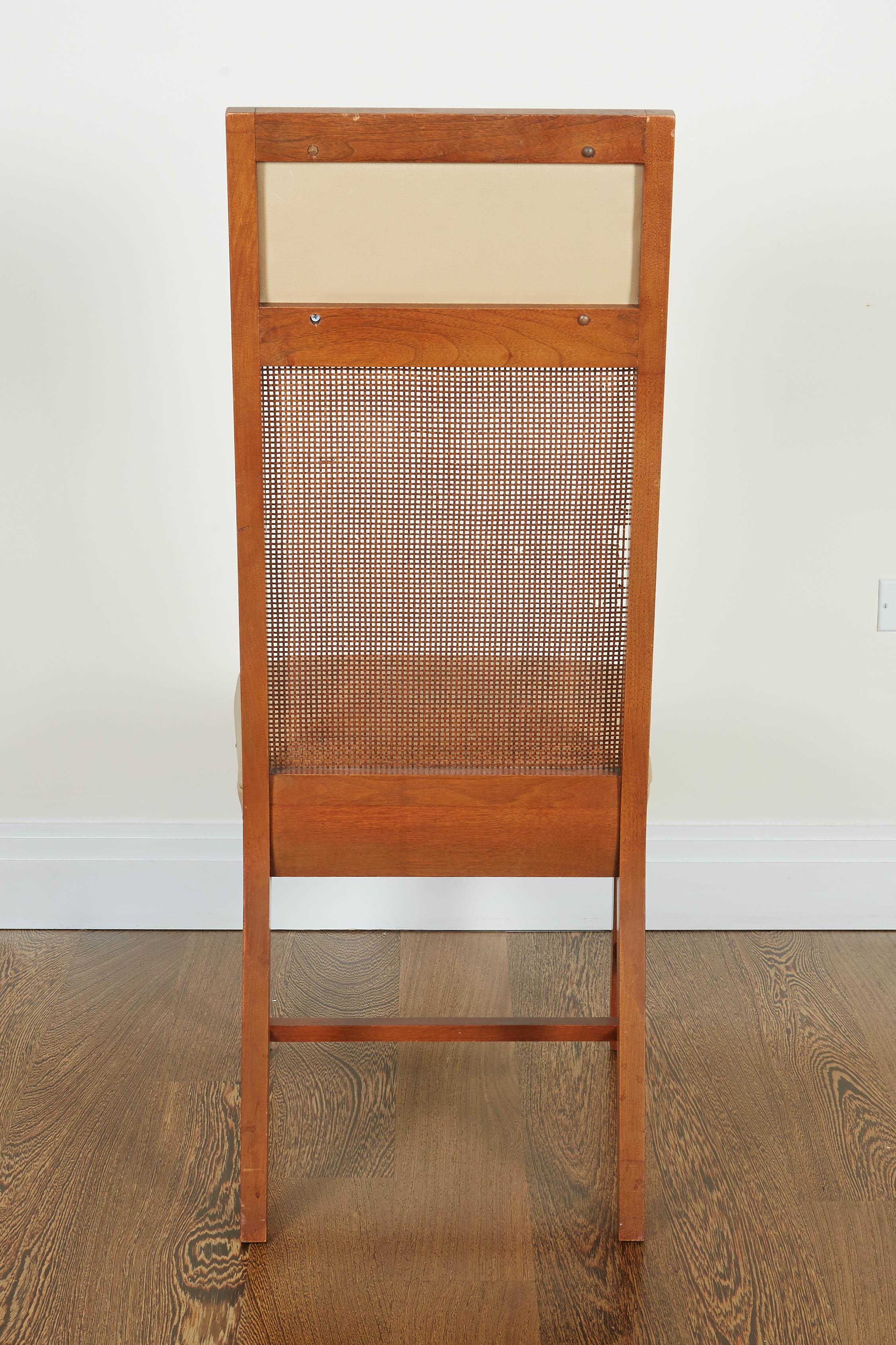 Set of Four Mid-Century Modern Teak and Caned Side Chairs 10