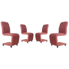 Set of Four Mid-Century Modern Upholstered Dining Chairs by DIA