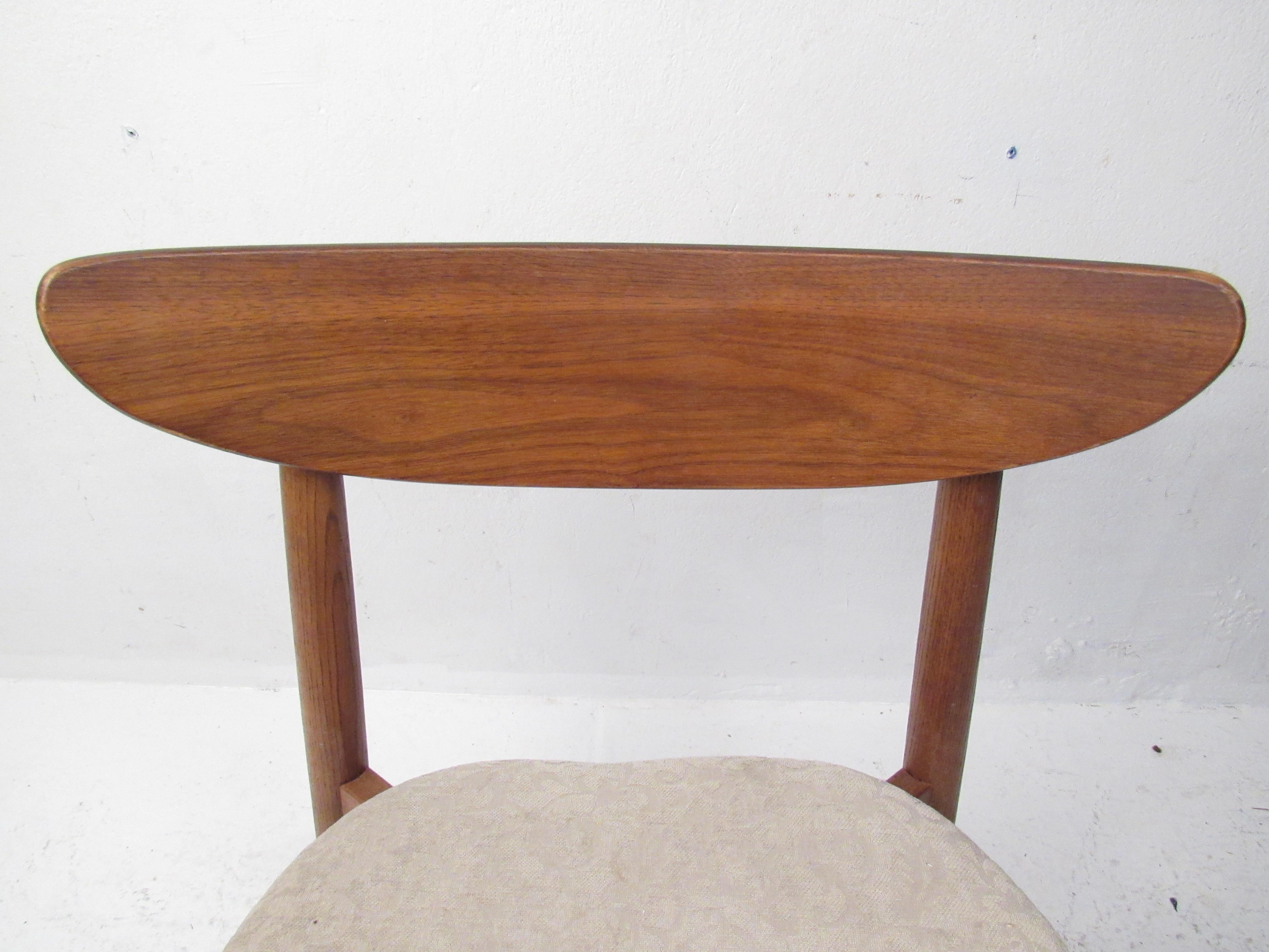 Upholstery Set of Four Mid-Century Modern Walnut Dining Chairs