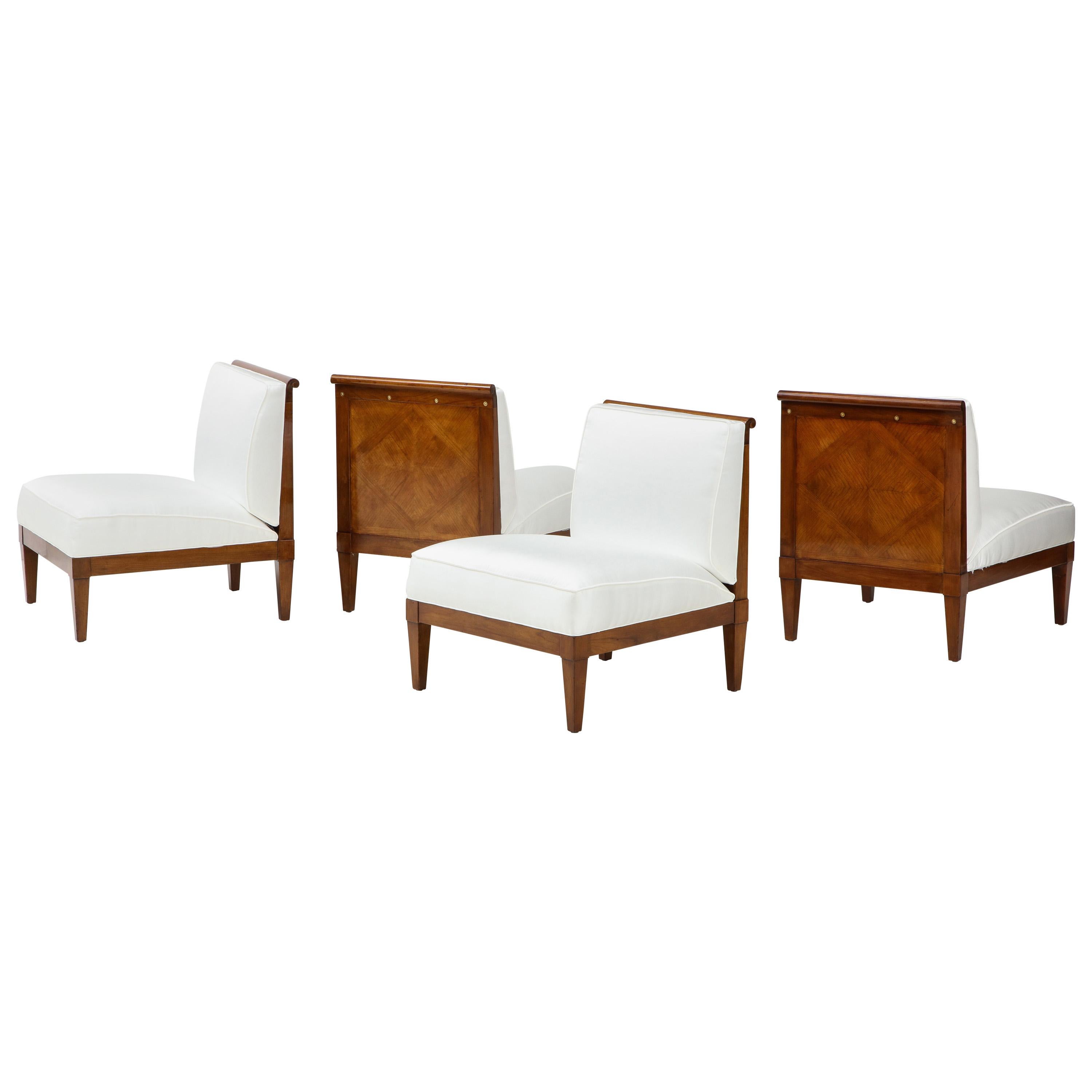 Set of Four Mid-Century Modern Walnut Lounge Chairs by Baker Furniture