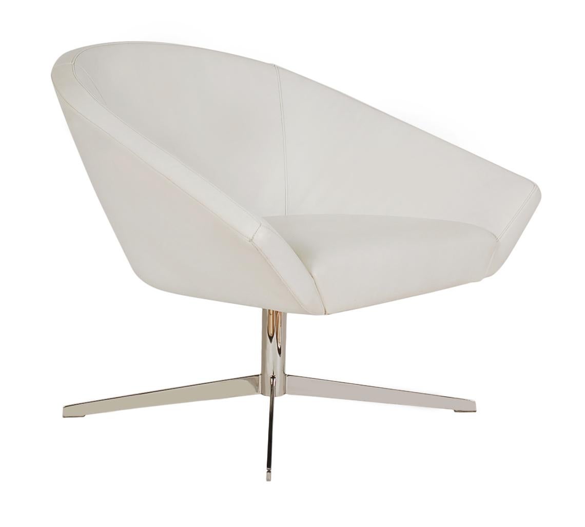white modern swivel chair