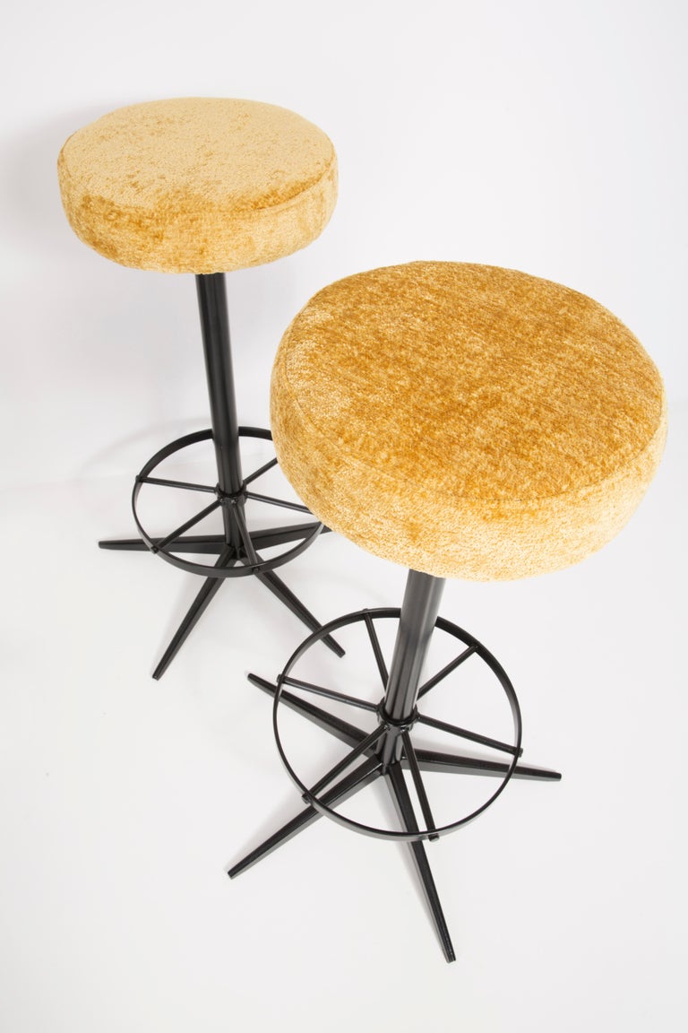 Set of Four MidCentury Modern Yellow Bar Stools, 1960s For Sale at 1stDibs