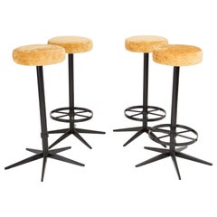 Set of Four Mid-Century Modern Yellow Bar Stools, 1960s