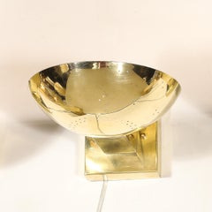 Set of Four Mid-Century Modernist Polished Brass Sconces by Paavo Tynell