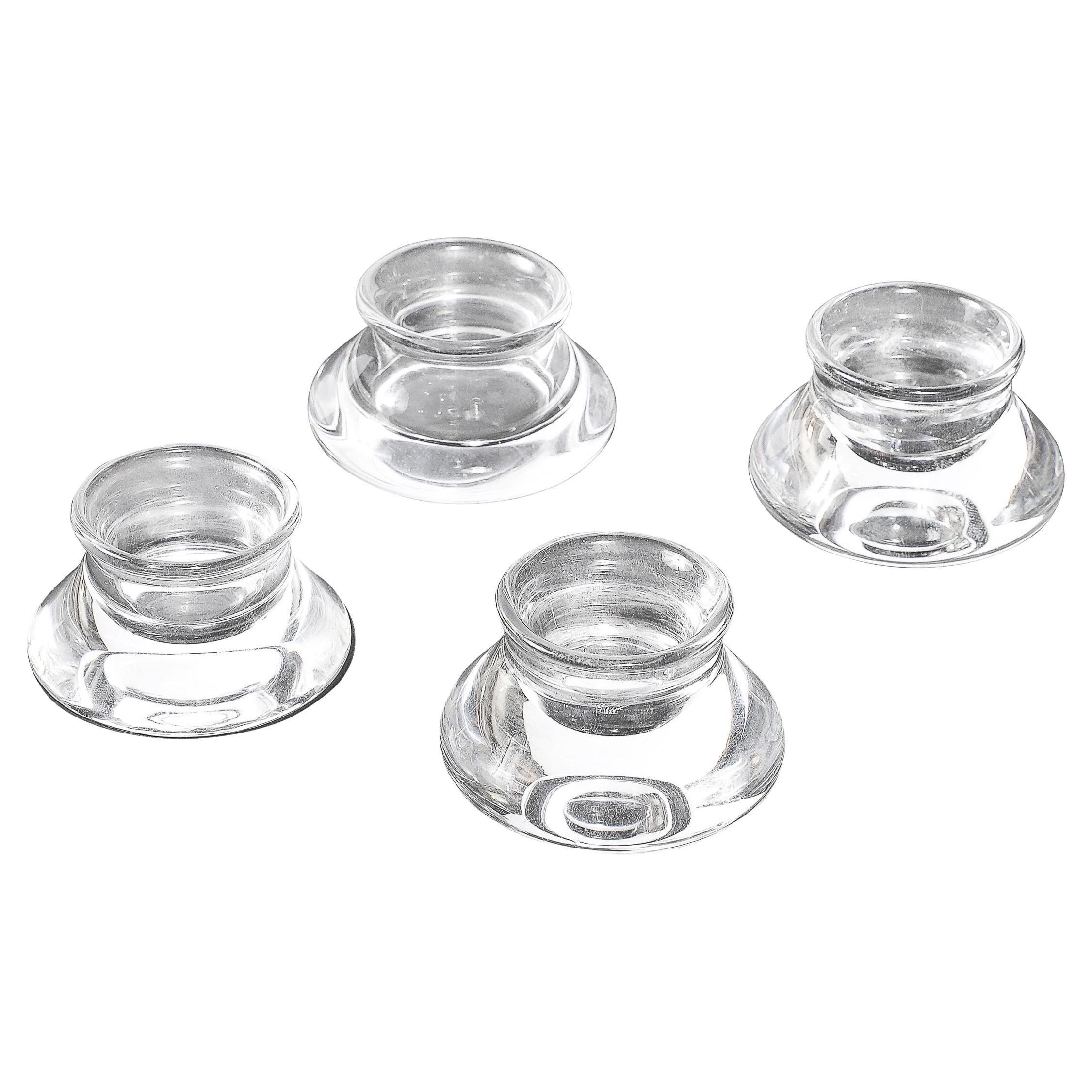 Set of Four Mid-Century Modernist Salt Cellars Signed Steuben For Sale
