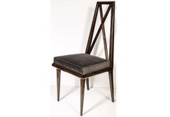 Set of Four Mid-Century Modernist X-Form Geometric Back Dining Chairs