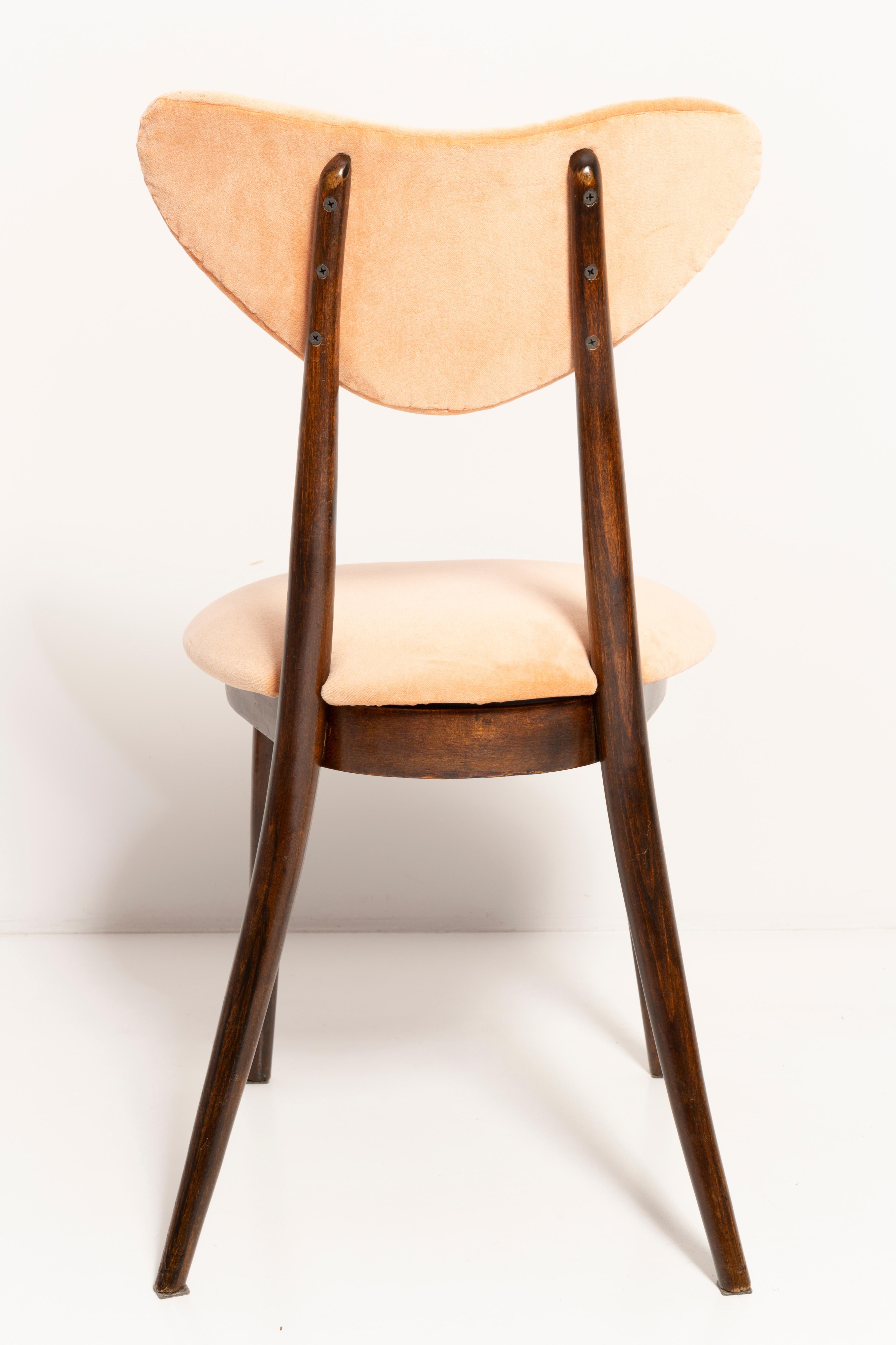 Set of Four Mid-Century Orange Cotton-Velvet Heart Chairs, Europe, 1960s For Sale 3