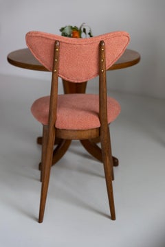 Set of Four Midcentury Orange Velvet Heart Chairs, Europe, 1960s