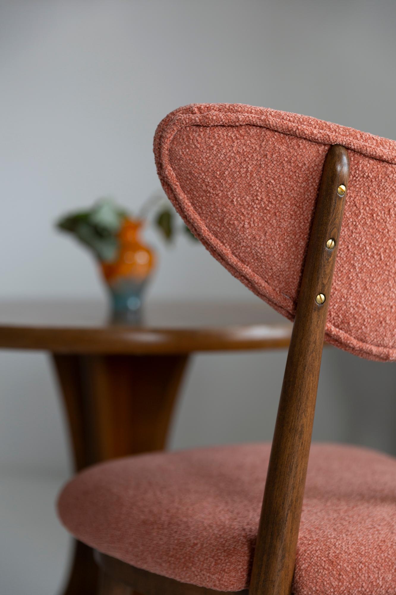 Mid-Century Modern Set of Four Midcentury Orange Velvet Heart Chairs, Europe, 1960s For Sale