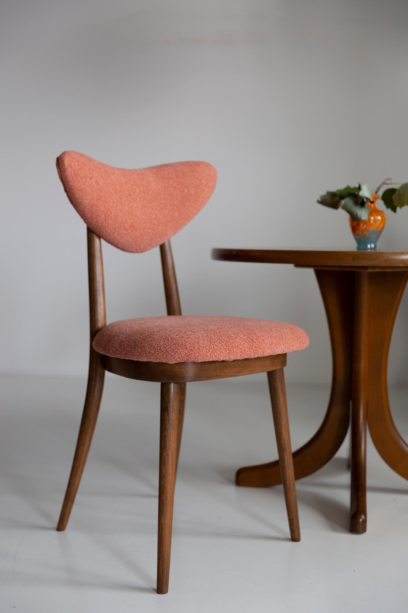 Hand-Crafted Set of Four Midcentury Orange Velvet Heart Chairs, Europe, 1960s For Sale
