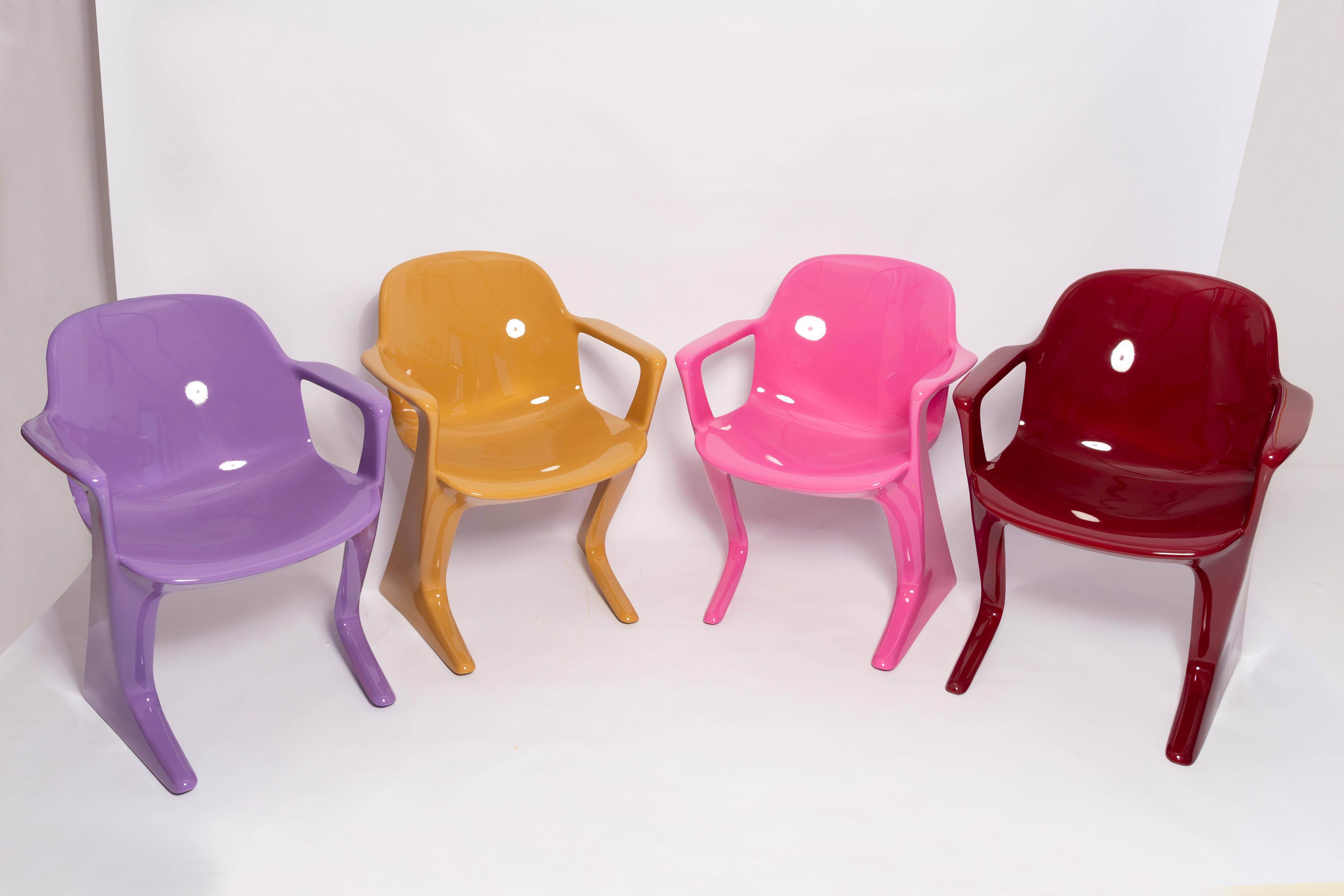 Set of Four Mid Century Pink Kangaroo Chairs, Ernst Moeckl, Germany, 1960s For Sale 5