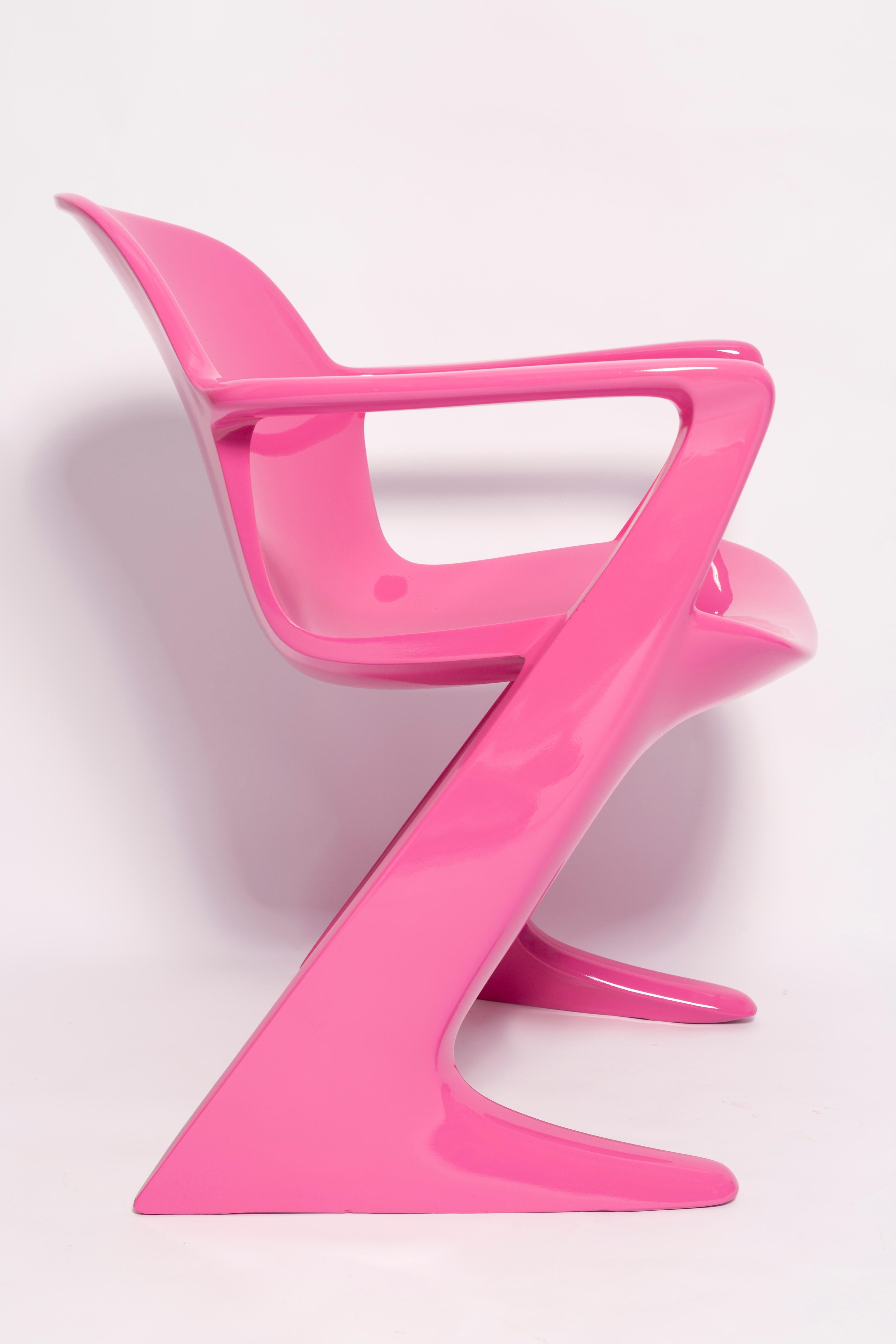 Lacquered Set of Four Mid Century Pink Kangaroo Chairs, Ernst Moeckl, Germany, 1960s For Sale