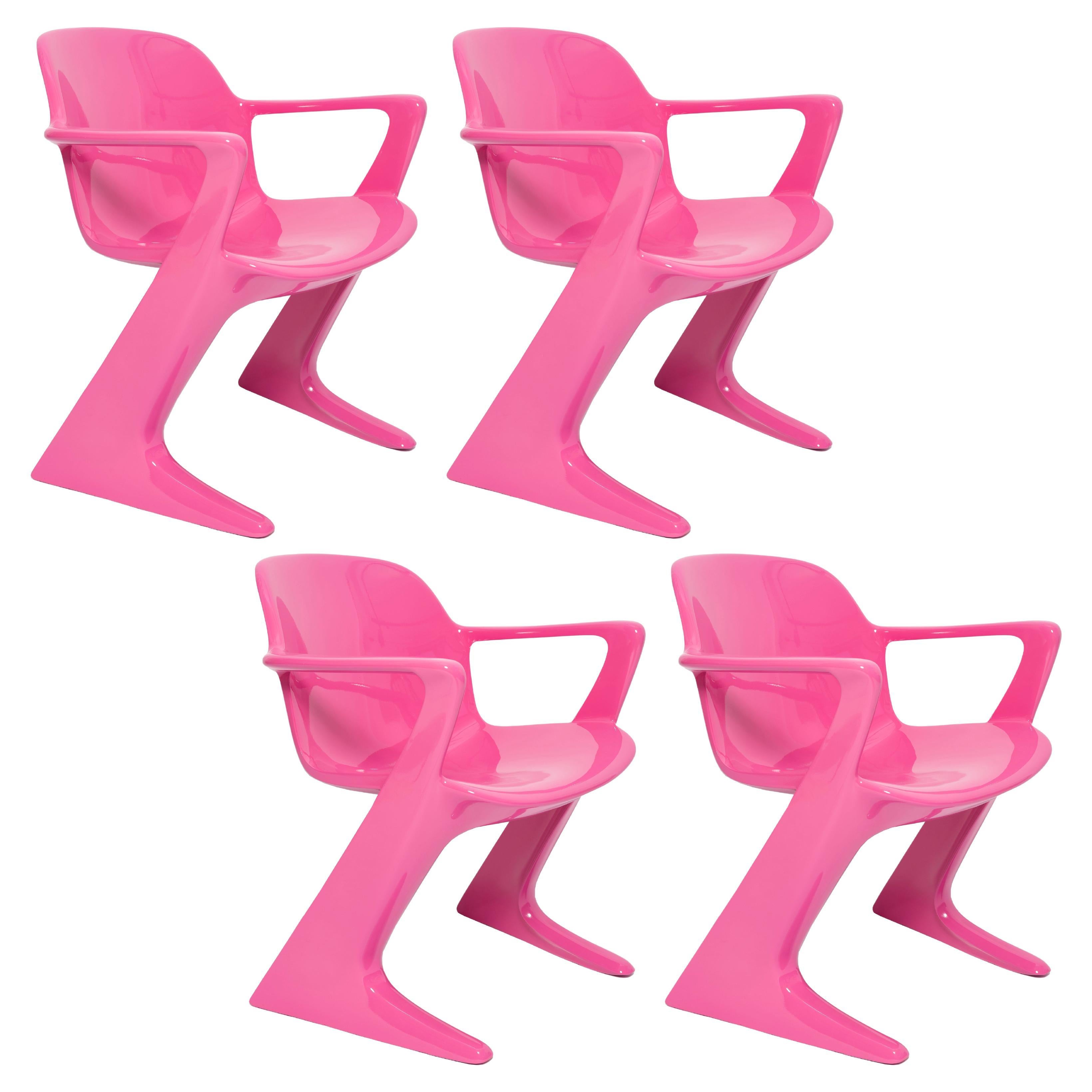 Set of Four Mid Century Pink Kangaroo Chairs, Ernst Moeckl, Germany, 1960s For Sale