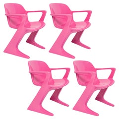 Set of Four Mid Century Pink Kangaroo Chairs, Ernst Moeckl, Germany, 1960s