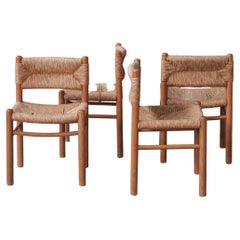 Set of Four Mid-Century Rush Dining Chairs in manner of Perriand