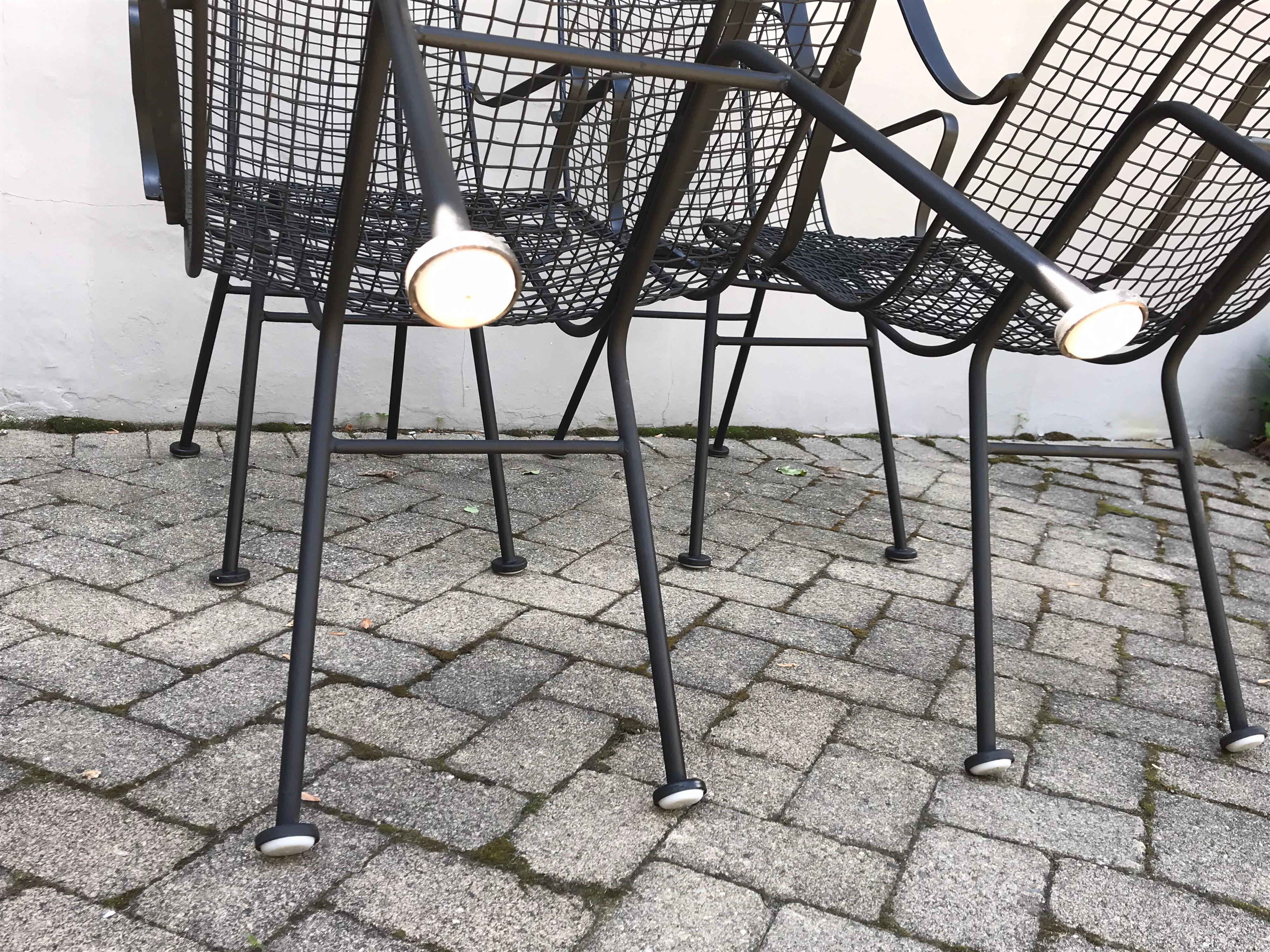 Mid-20th Century Set of Four Mid Century Woodward Wrought Iron Patio Lounge Chairs