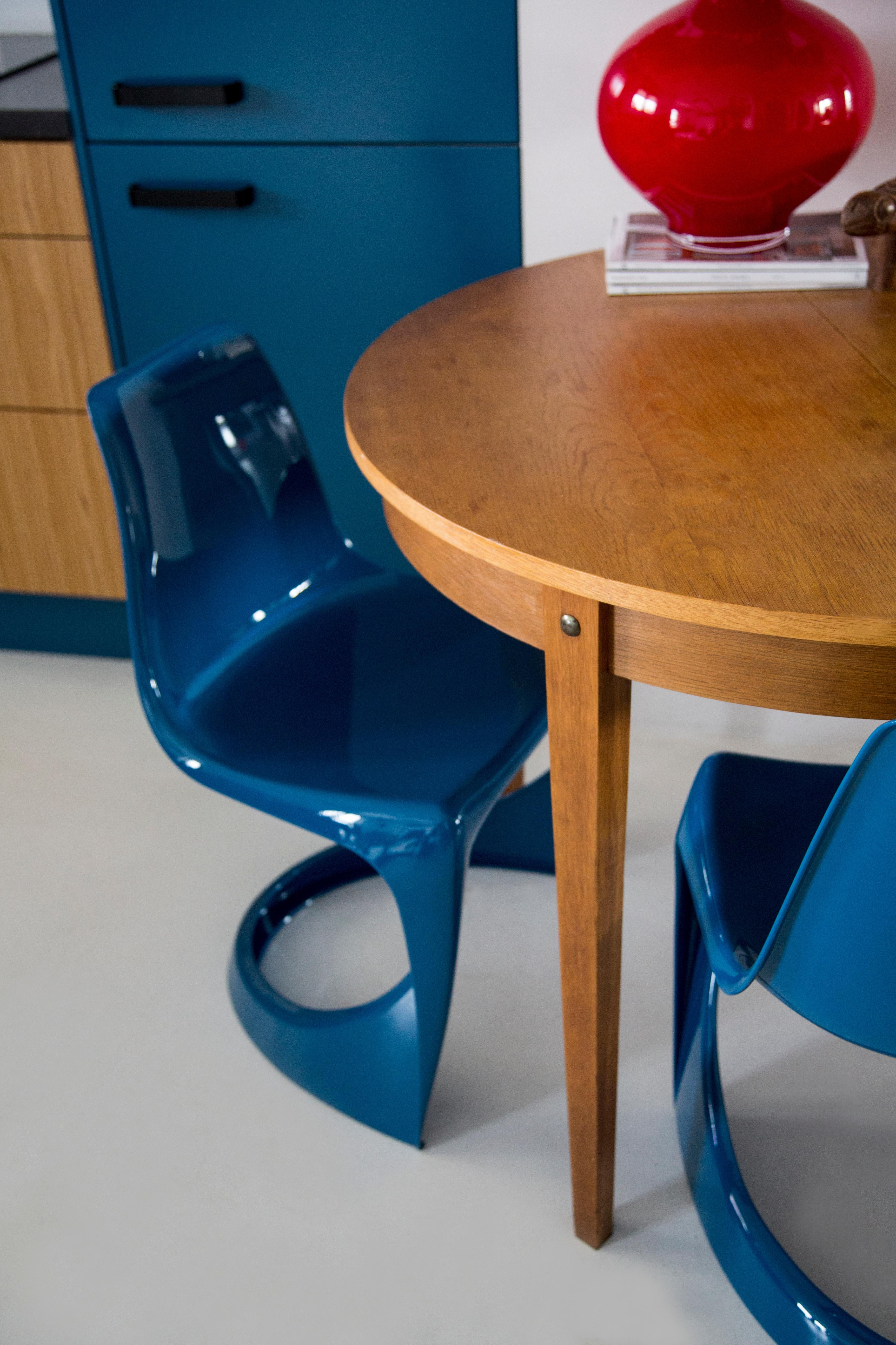 Polish Set of Four Mid Century Sea Blue Cado Chairs, Steen Østergaard, Europe, 1960s For Sale