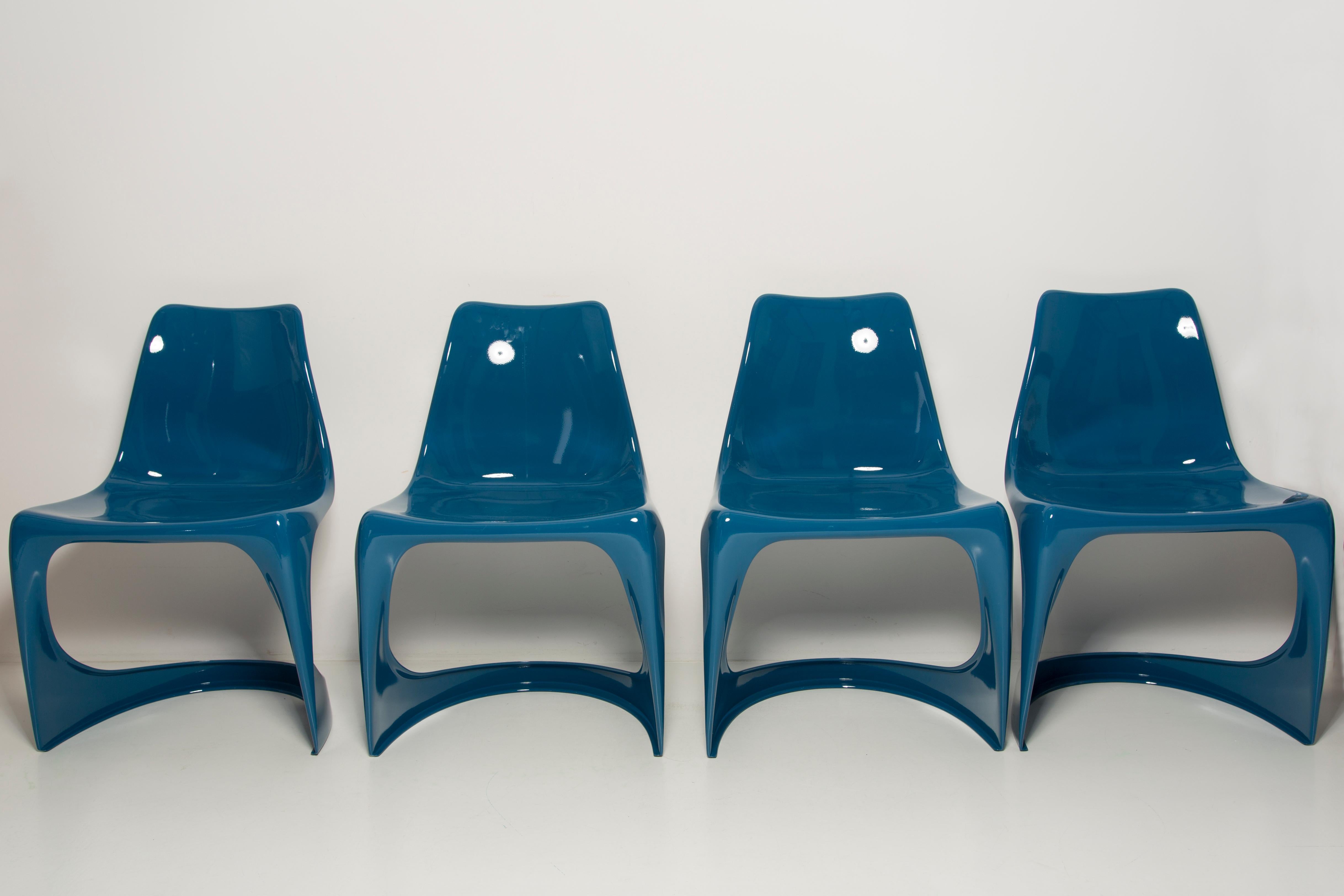 Set of Four Mid Century Sea Blue Cado Chairs, Steen Østergaard, Europe, 1960s In Excellent Condition For Sale In 05-080 Hornowek, PL