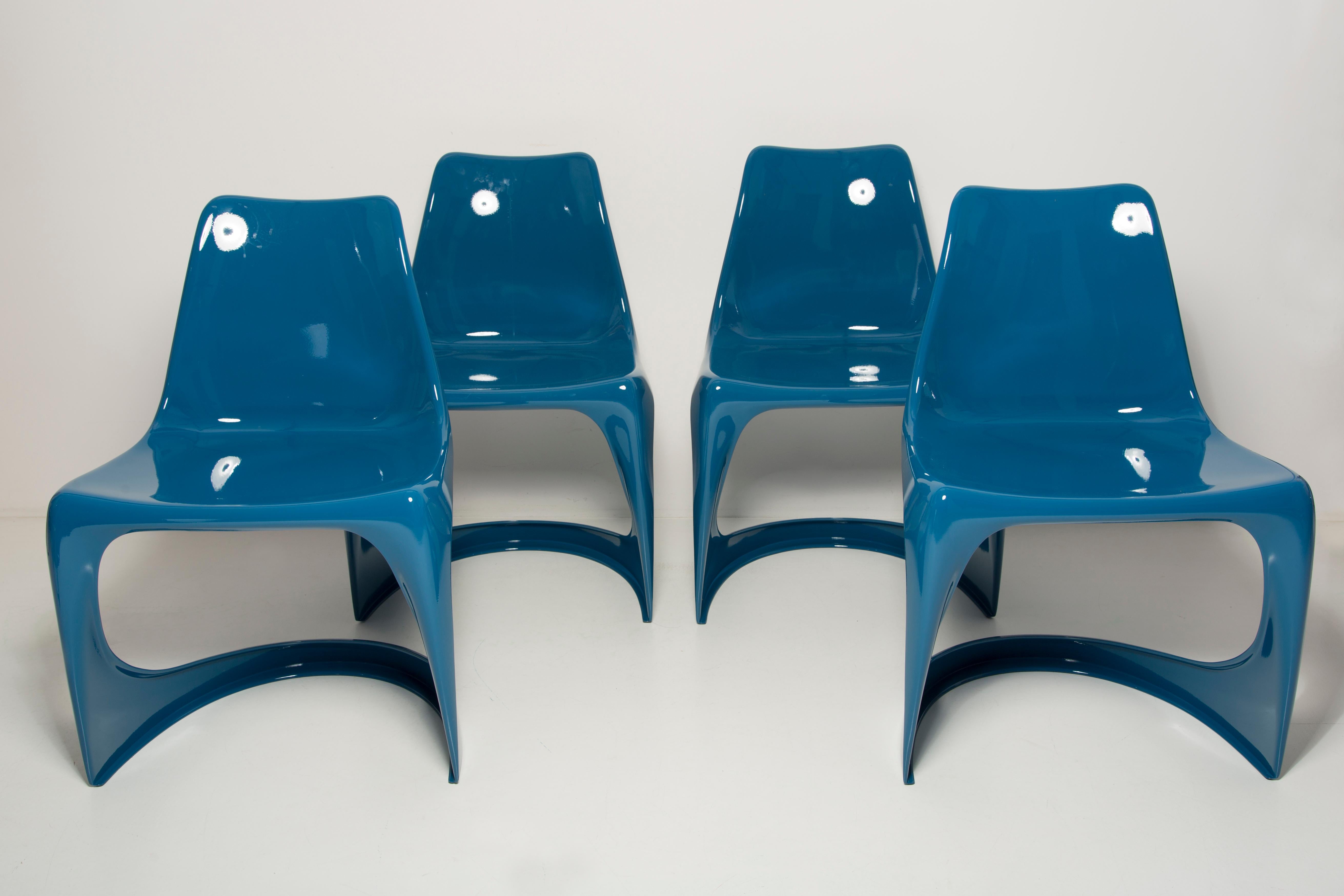 20th Century Set of Four Mid Century Sea Blue Cado Chairs, Steen Østergaard, Europe, 1960s For Sale