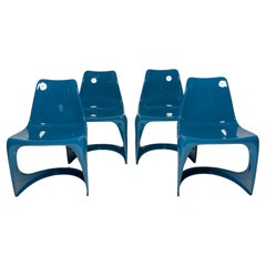 Set of Four Mid Century Sea Blue Cado Chairs, Steen Østergaard, Europe, 1960s