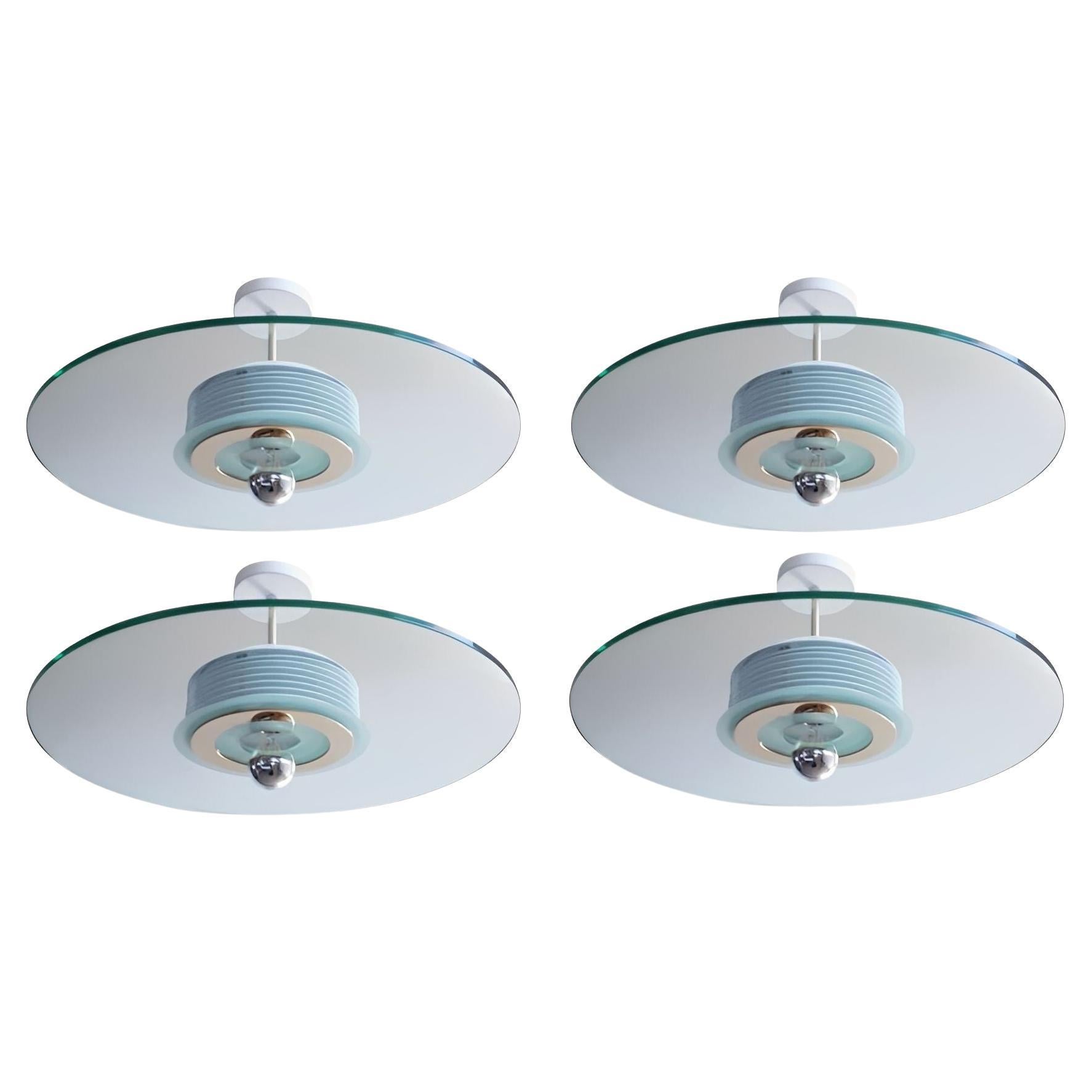 Set of Four Mid-Century Semi-Flush Mounts by Fratelli Martini . Italy, 1970
s. For Sale