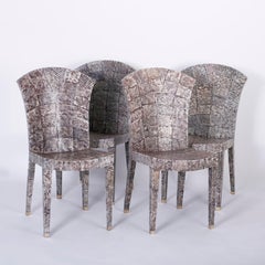 Set of Four Midcentury Shagreen Covered Dining Chairs