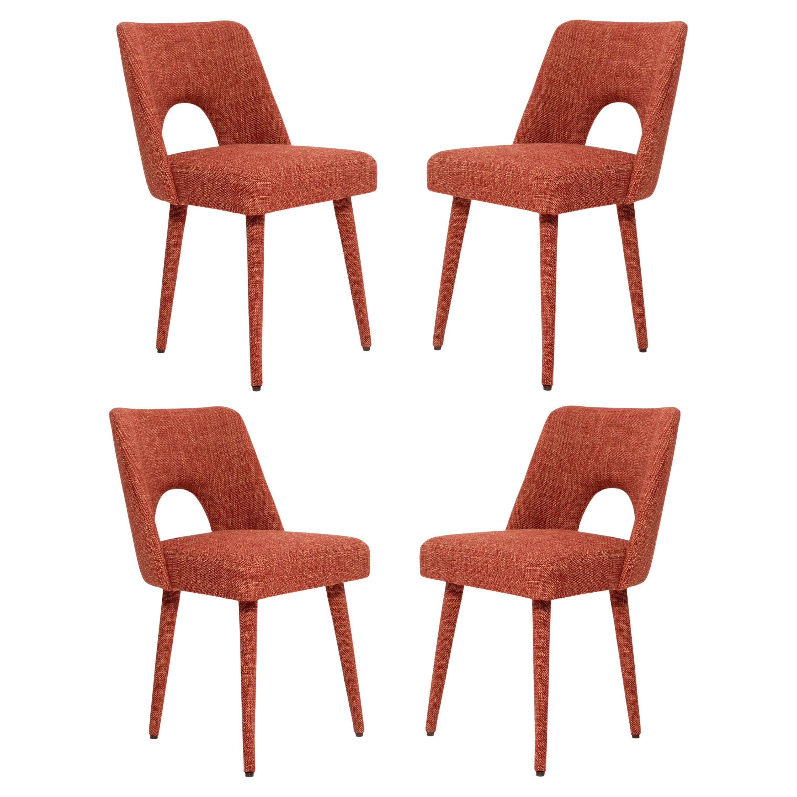 Satz von vier Mid Century-Schalenstühlen in Burgund Angkor von Pierre Frey, 1960er Jahre