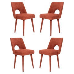 Set of Four Mid Century Shell Chairs in Burgundy Angkor by Pierre Frey, 1960s