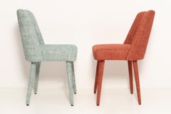 Set of Four Mid Century Shell Chairs Mixed Chairs, fabrics by Pierre Frey, 1960s