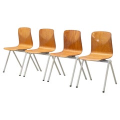 Set of Four Mid-Century Stacking Chairs