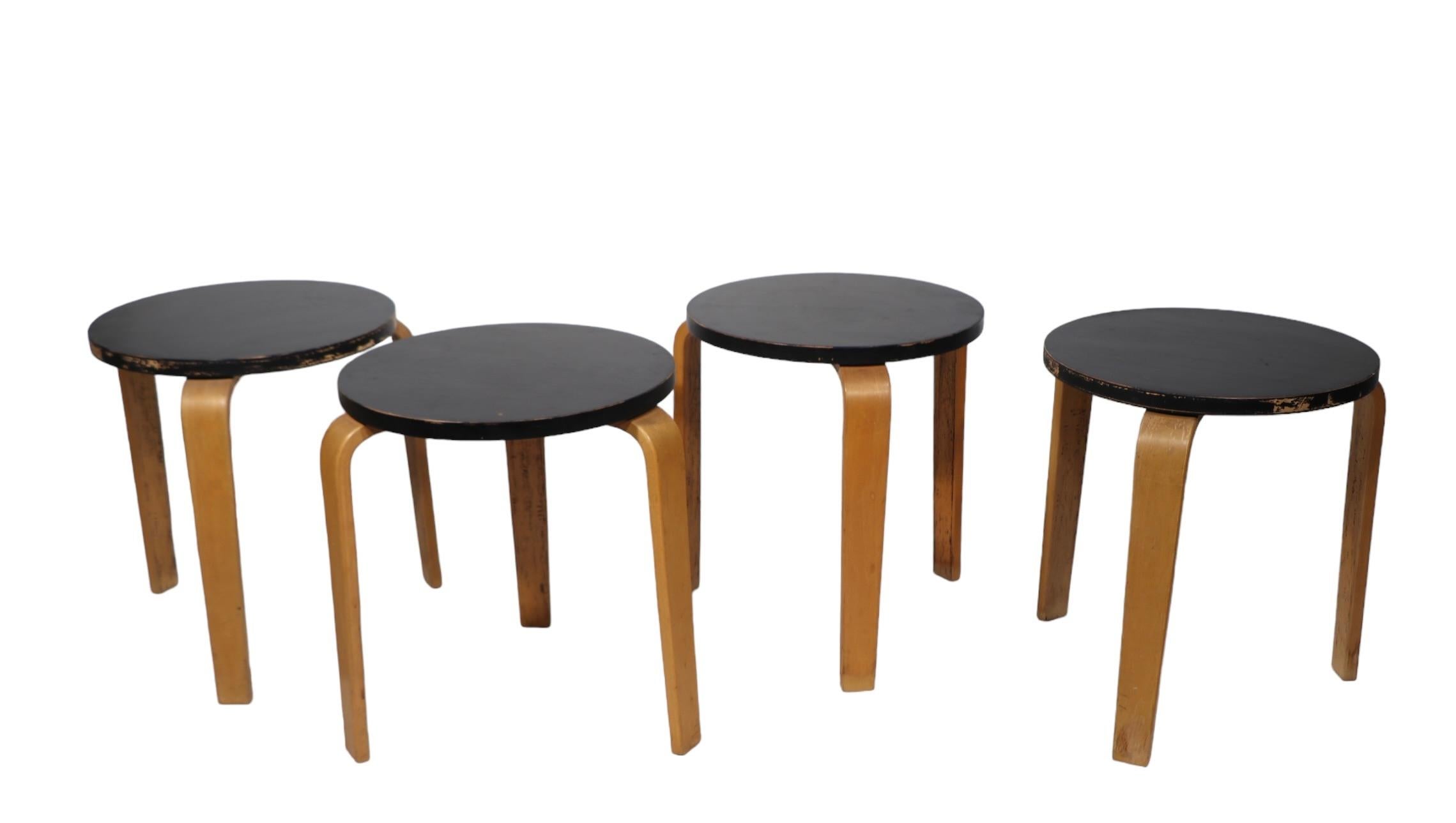 Set of Four Mid Century  Stacking Side Tables by Thonet after Aalto  For Sale 7