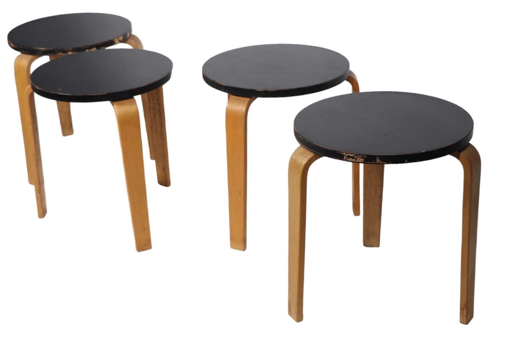 Set of Four Mid Century  Stacking Side Tables by Thonet after Aalto  For Sale 8