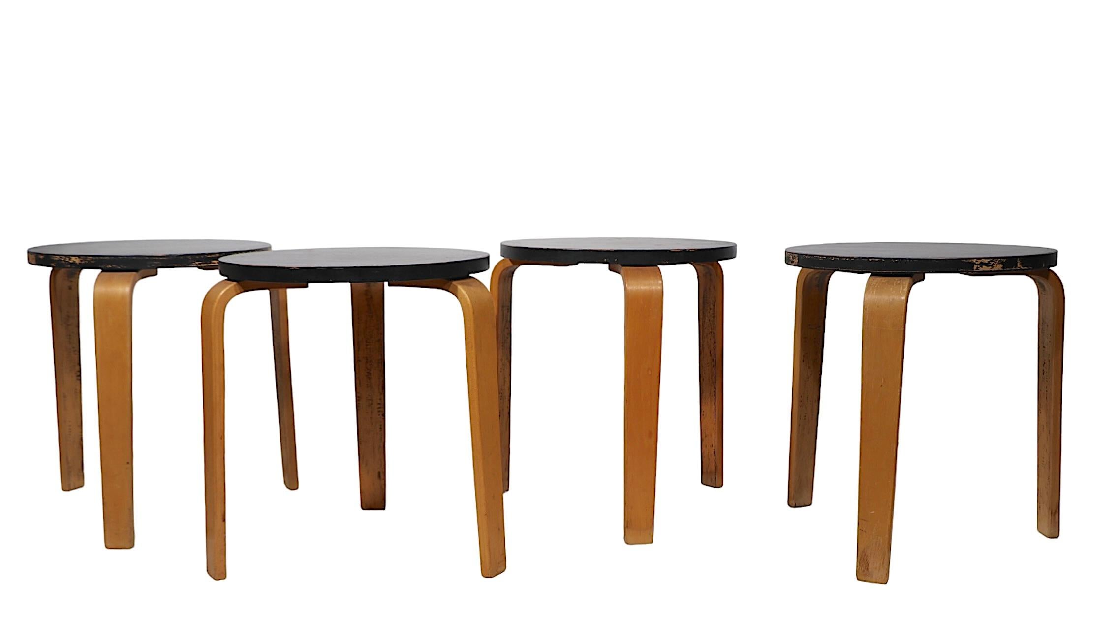 20th Century Set of Four Mid Century  Stacking Side Tables by Thonet after Aalto  For Sale
