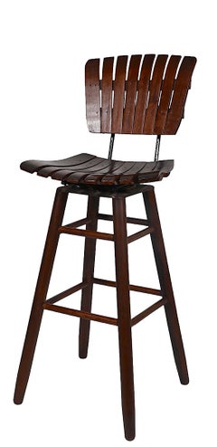 Satz von vier drehbaren Barhockern aus der Mitte des Jahrhunderts att. an Umanoff