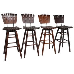 Set of Four Mid Century Swivel Bar Stools att. to Umanoff