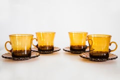 Set of Four Mid Century Tea Glasses and Plates, Europe, 1960s