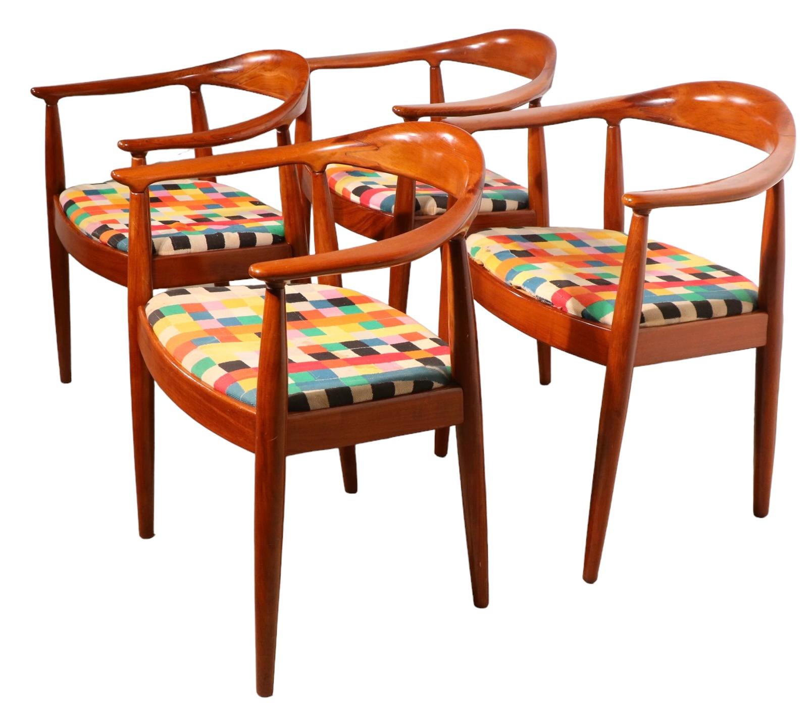 Scandinavian Modern Set of Four Mid Century The Chair Model Chairs After Wegner For Sale