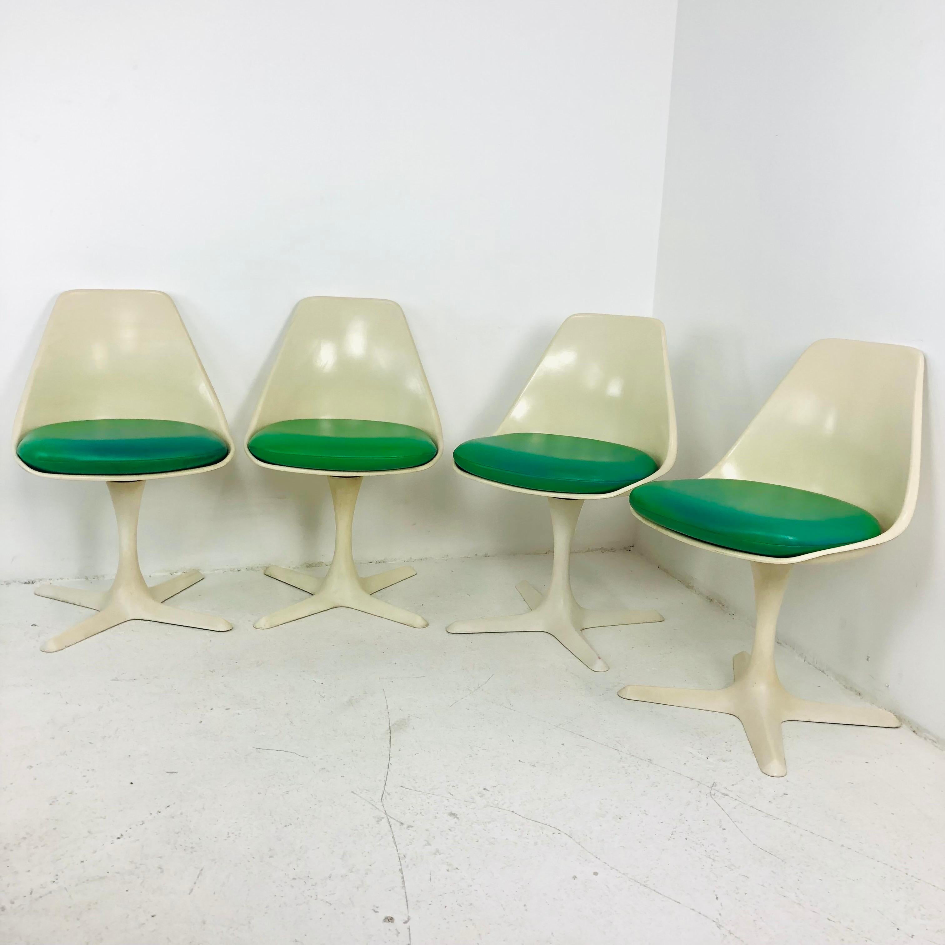 Set of Four Mid-Century Tulip Swivel Chairs by Burke 6
