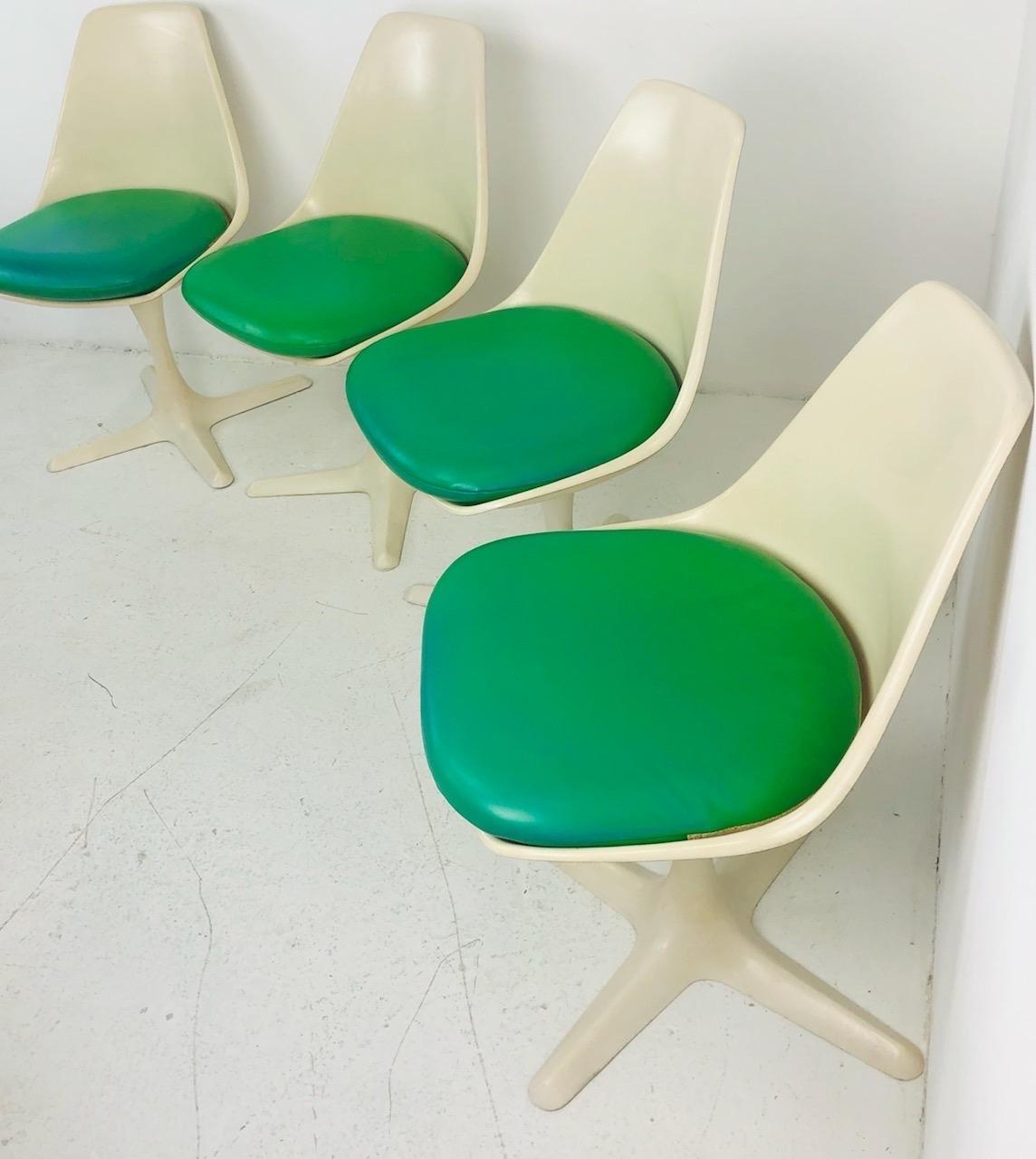 Set of Four Mid-Century Tulip Swivel Chairs by Burke 2