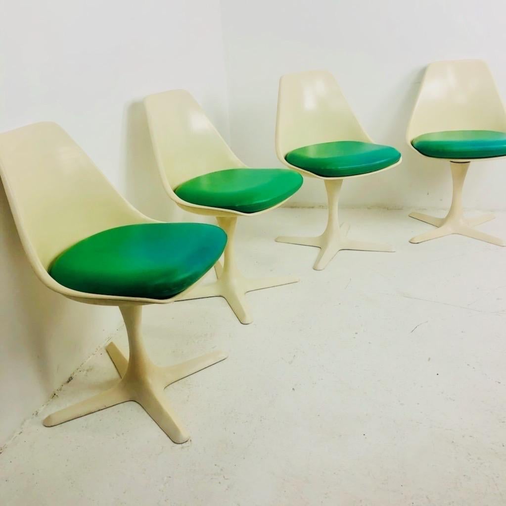 Set of Four Mid-Century Tulip Swivel Chairs by Burke 3